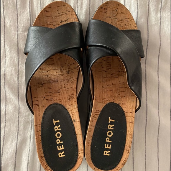 Report Shoes - 🖤NWOT-Women’s Report Black Wedge Mules🖤
